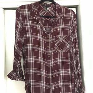 Burgundy plaid shirt